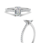 Load image into Gallery viewer, Emerald Cut Lab diamond Side Stone Engagement Rings 14K White Gold
