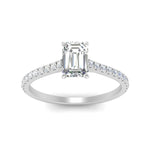 Load image into Gallery viewer, Emerald Cut Lab diamond Side Stone Engagement Rings 14K White Gold
