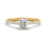 Load image into Gallery viewer, Emerald Cut Lab diamond Side Stone Engagement Rings 14K Yellow Gold
