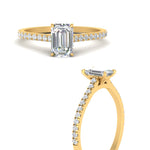 Load image into Gallery viewer, Emerald Cut Lab diamond Side Stone Engagement Rings 14K Yellow Gold
