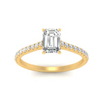 Load image into Gallery viewer, Emerald Cut Lab diamond Side Stone Engagement Rings 14K Yellow Gold
