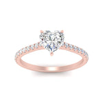 Load image into Gallery viewer, Heart Cut Lab diamond Side Stone Engagement Rings 14K Rose Gold

