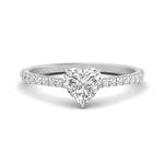 Load image into Gallery viewer, Heart Cut Lab diamond Side Stone Engagement Rings 14K White Gold
