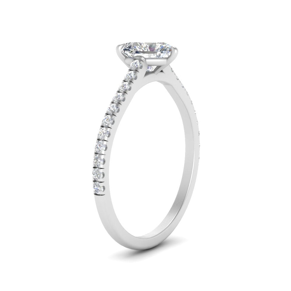 Heart Cut Lab diamond Side Stone Engagement Rings 14K White Gold