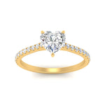 Load image into Gallery viewer, Heart Cut Lab diamond Side Stone Engagement Rings 14K Yellow Gold
