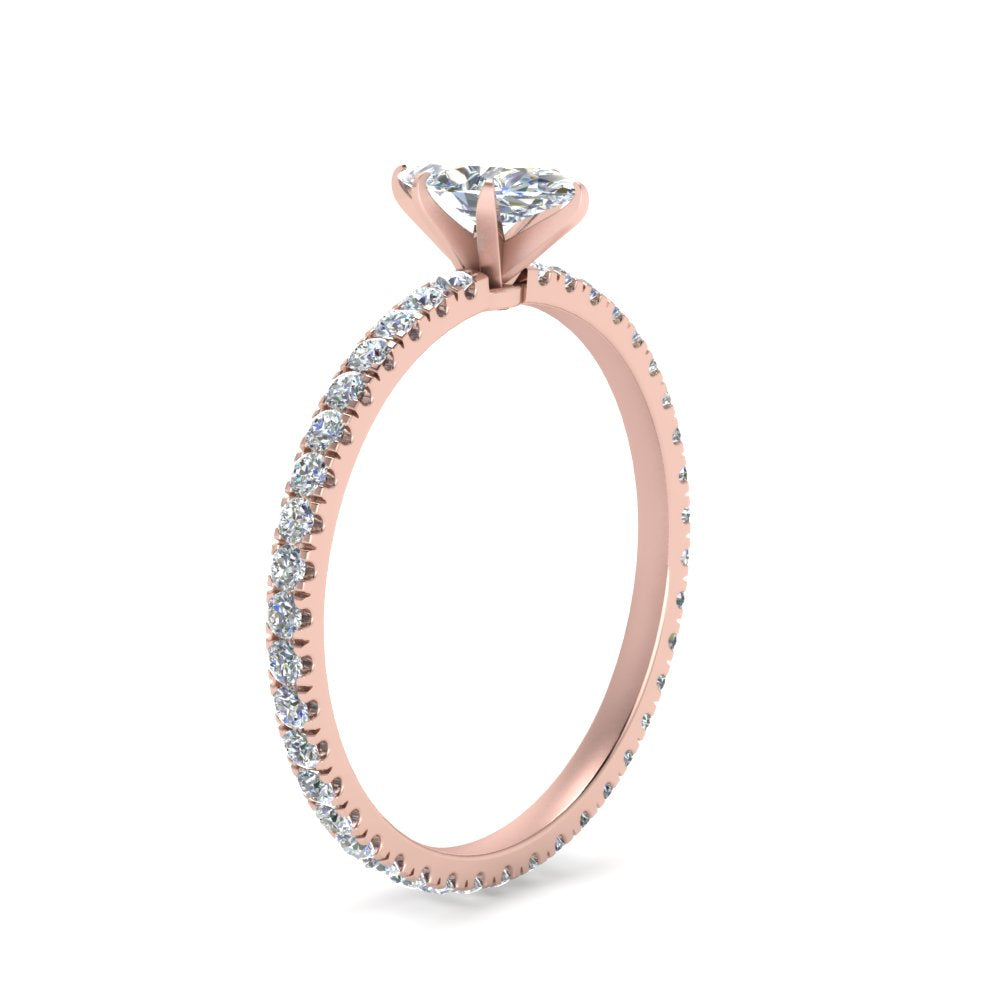 Lab diamond Pave Eternity Engagement Rings 14K Gold