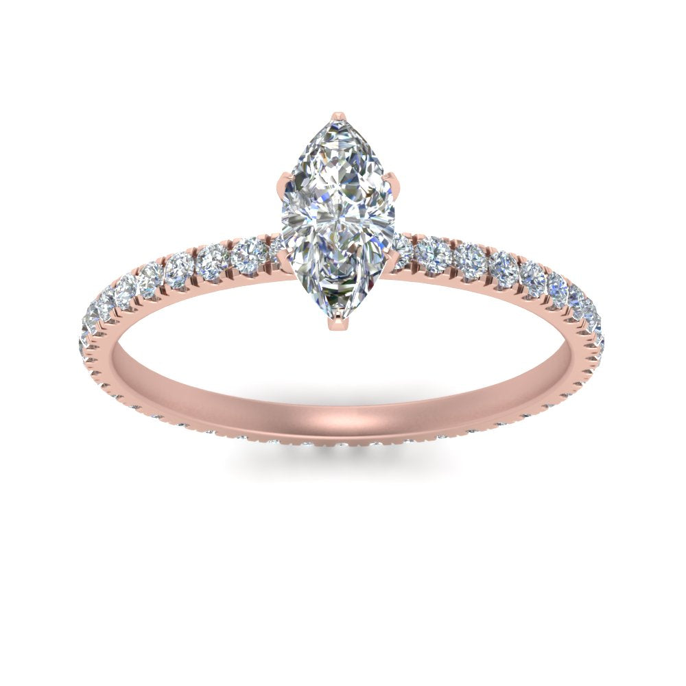 Lab diamond Pave Eternity Engagement Rings 14K Gold