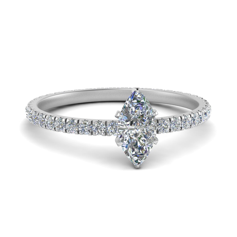 Lab diamond Pave Eternity Engagement Rings 14K Gold