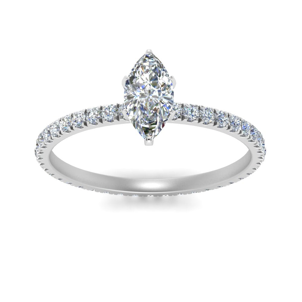 Lab diamond Pave Eternity Engagement Rings 14K Gold