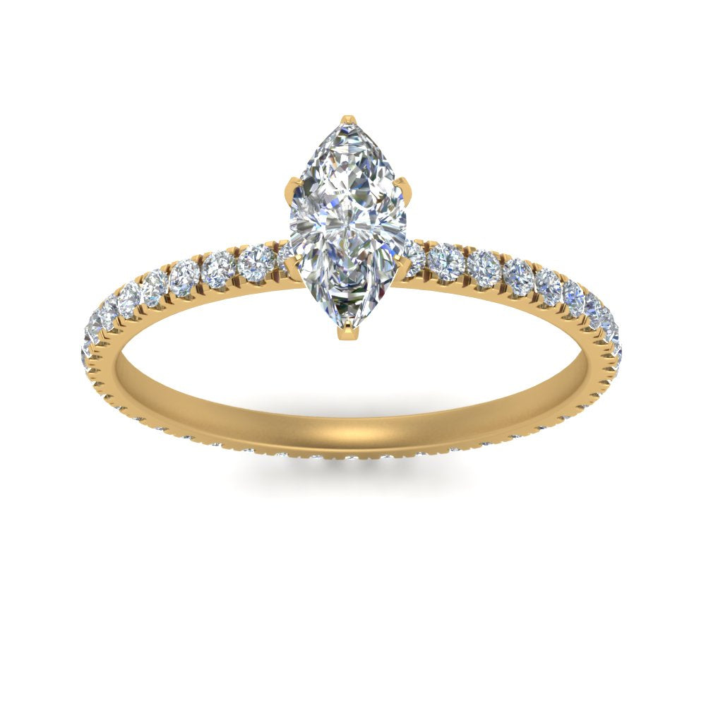 Lab diamond Pave Eternity Engagement Rings 14K Gold