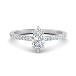 Load image into Gallery viewer, Marquise Cut Lab diamond Side Stone Engagement Rings 14K White Gold
