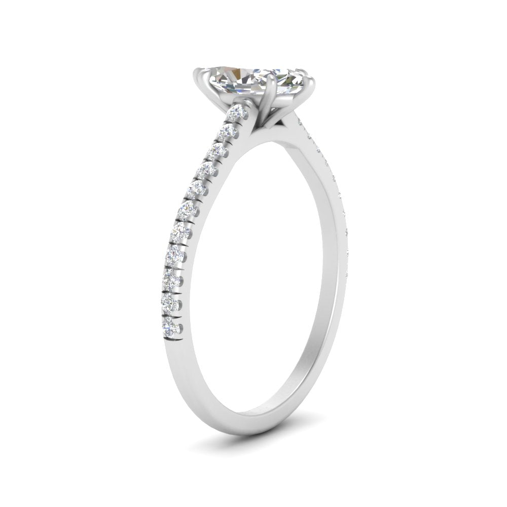 Marquise Cut Lab diamond Side Stone Engagement Rings 14K White Gold