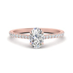 Load image into Gallery viewer, Oval Cut Lab diamond Side Stone Engagement Rings 14K Rose Gold
