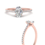 Load image into Gallery viewer, Oval Cut Lab diamond Side Stone Engagement Rings 14K Rose Gold
