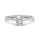 Load image into Gallery viewer, Oval Cut Lab diamond Side Stone Engagement Rings 14K White Gold
