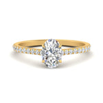 Load image into Gallery viewer, Oval Cut Lab diamond Side Stone Engagement Rings 14K Yellow Gold

