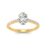 Load image into Gallery viewer, Oval Cut Lab diamond Side Stone Engagement Rings 14K Yellow Gold
