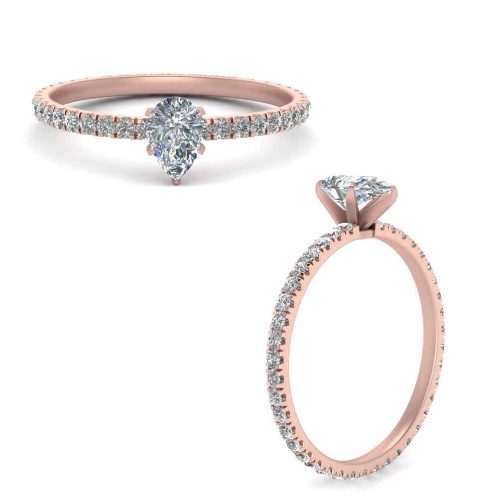 Lab diamond Pave Eternity Engagement Rings 14K Gold