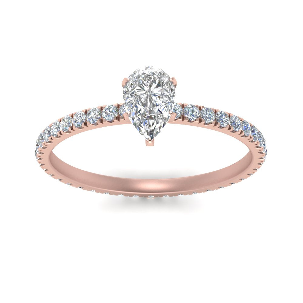Lab diamond Pave Eternity Engagement Rings 14K Gold