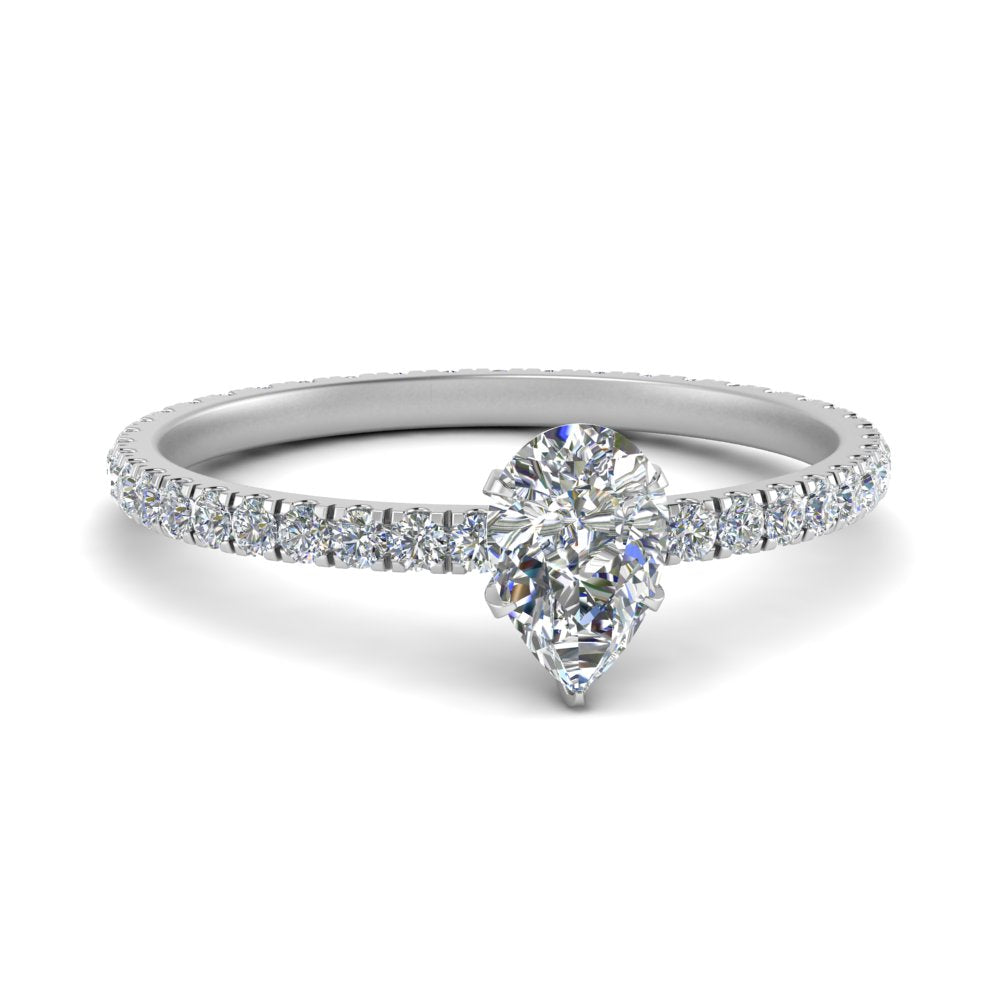 Lab diamond Pave Eternity Engagement Rings 14K Gold