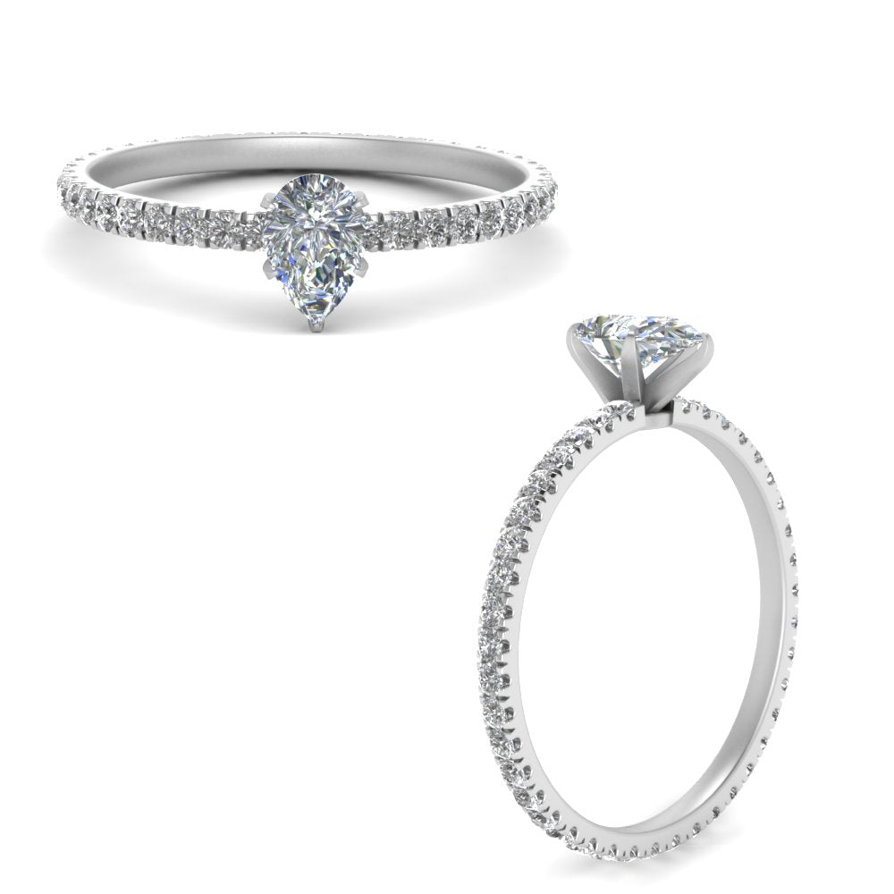 Lab diamond Pave Eternity Engagement Rings 14K Gold