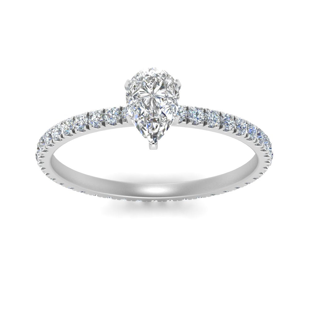 Lab diamond Pave Eternity Engagement Rings 14K Gold