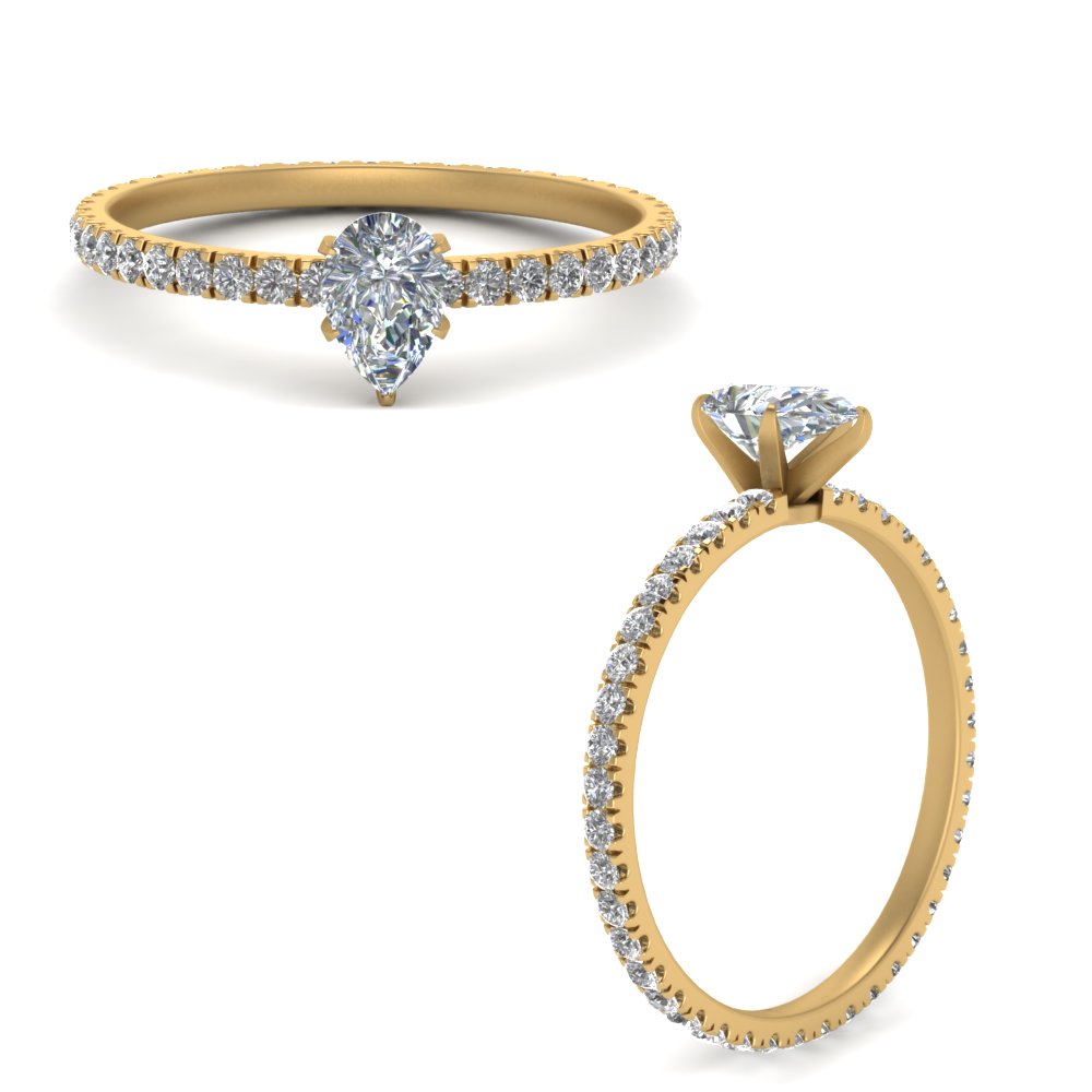Lab diamond Pave Eternity Engagement Rings 14K Gold