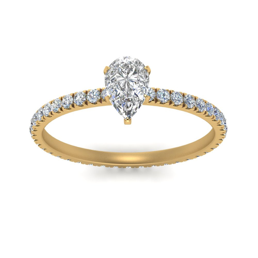 Lab diamond Pave Eternity Engagement Rings 14K Gold