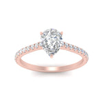 Load image into Gallery viewer, Pear Cut Lab diamond Side Stone Engagement Rings 14K Rose Gold
