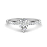 Load image into Gallery viewer, Pear Cut Lab diamond Side Stone Engagement Rings 14K White Gold
