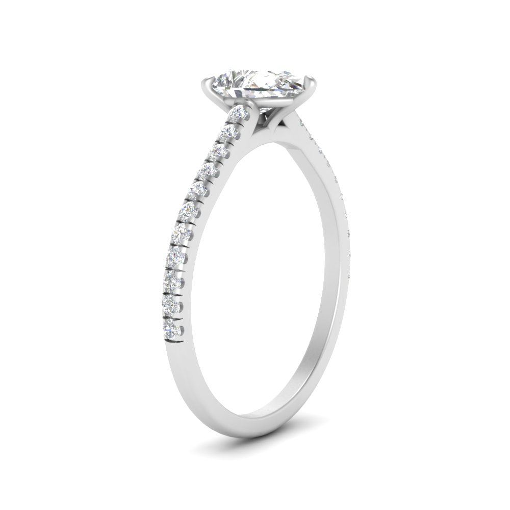 Pear Cut Lab diamond Side Stone Engagement Rings 14K White Gold