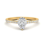 Load image into Gallery viewer, Pear Cut Lab diamond Side Stone Engagement Rings 14K Yellow Gold
