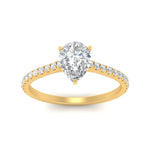 Load image into Gallery viewer, Pear Cut Lab diamond Side Stone Engagement Rings 14K Yellow Gold
