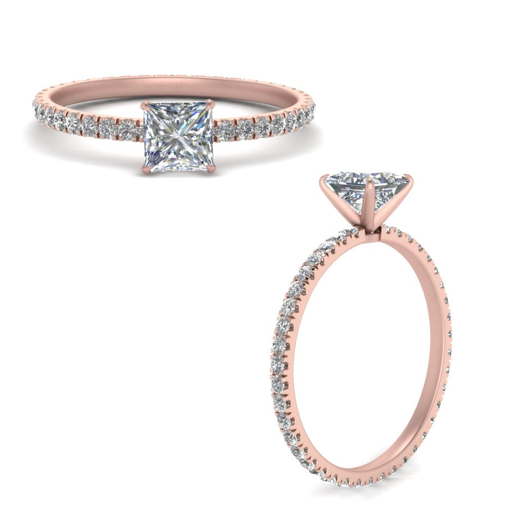 Lab diamond Eternity Engagement Rings 14K Gold