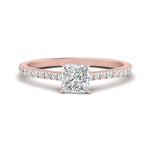 Load image into Gallery viewer, Princess Cut Lab diamond Side Stone Engagement Rings 14K Rose Gold
