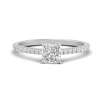 Load image into Gallery viewer, Princess Cut Lab diamond Side Stone Engagement Rings 14K White Gold
