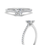 Load image into Gallery viewer, Princess Cut Lab diamond Side Stone Engagement Rings 14K White Gold
