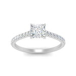 Load image into Gallery viewer, Princess Cut Lab diamond Side Stone Engagement Rings 14K White Gold
