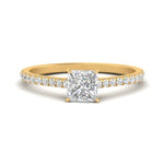 Load image into Gallery viewer, Princess Cut Lab diamond Side Stone Engagement Rings 14K Yellow Gold
