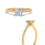 Load image into Gallery viewer, Princess Cut Lab diamond Side Stone Engagement Rings 14K Yellow Gold
