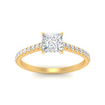 Load image into Gallery viewer, Princess Cut Lab diamond Side Stone Engagement Rings 14K Yellow Gold

