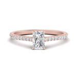 Load image into Gallery viewer, Radiant Cut Lab diamond Side Stone Engagement Rings 14K Rose Gold
