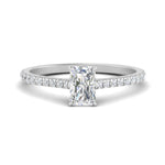 Load image into Gallery viewer, Radiant Cut Lab diamond Side Stone Engagement Rings 14K White Gold
