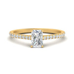 Load image into Gallery viewer, Radiant Cut Lab diamond Side Stone Engagement Rings 14K Yellow Gold
