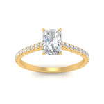 Load image into Gallery viewer, Radiant Cut Lab diamond Side Stone Engagement Rings 14K Yellow Gold
