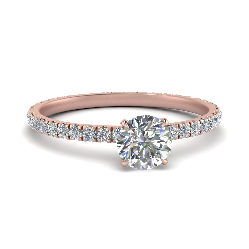 Lab diamond Pave Eternity Engagement Rings 14K Gold