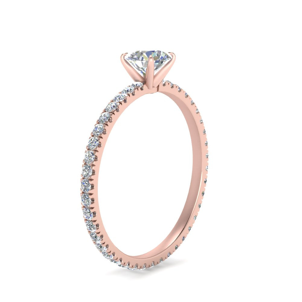 Lab diamond Pave Eternity Engagement Rings 14K Gold