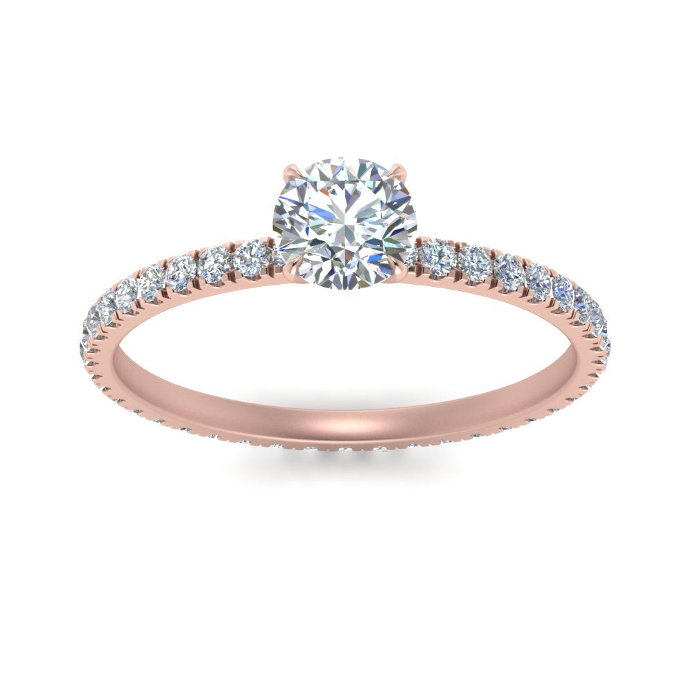 Lab diamond Pave Eternity Engagement Rings 14K Gold
