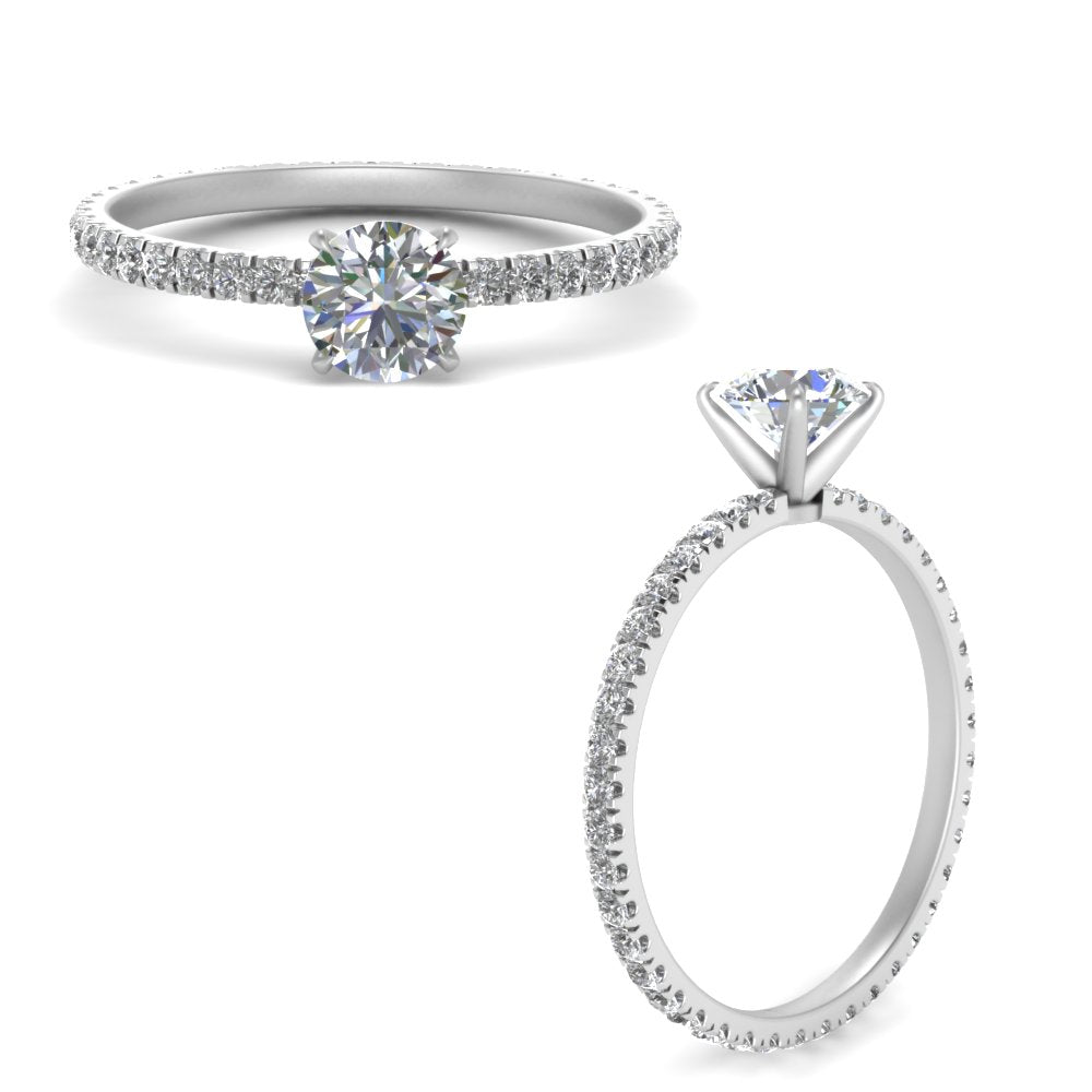 Lab diamond Pave Eternity Engagement Rings 14K Gold
