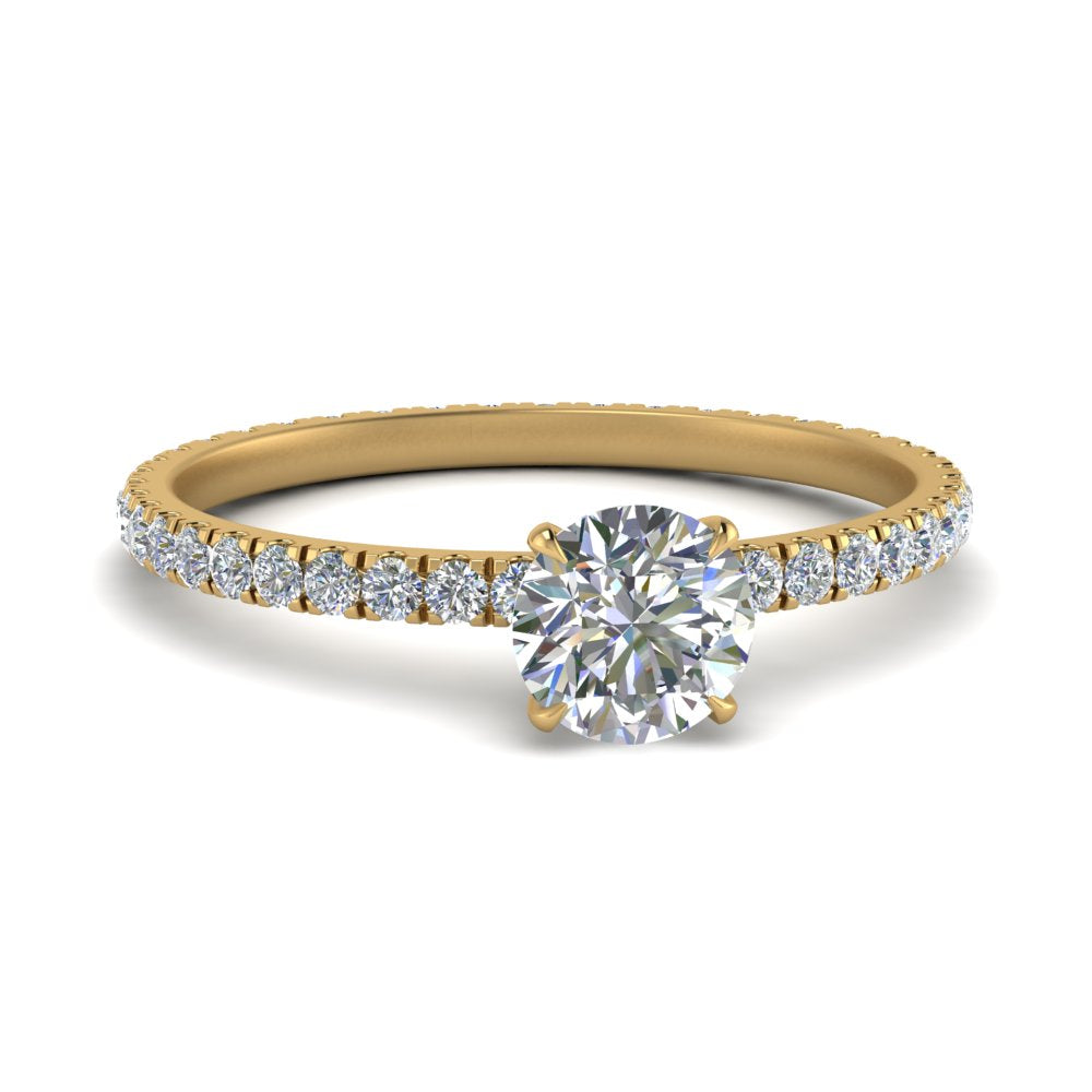 Lab diamond Pave Eternity Engagement Rings 14K Gold